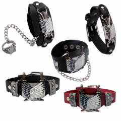 5 Styles Attack on Titan/Shingeki No Kyojin Cosplay Cartoon Leather Alloy Anime Bracelet Bangle