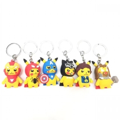6 Styles Pokemon Pikachu Cos Marvel Movie Anime Figure Keychain