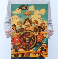 One Piece Printing Cartoon Placard Home Decoration Retro Kraft Paper Anime Poster