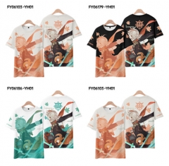 3 Styles Genshin Impact Cosplay Cartoon Anime T Shirt Children and Adult
