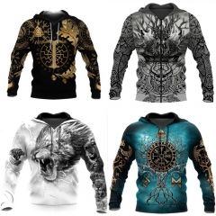 2021跨境新款 Viking Tattoo 动漫卫衣 游戏卫衣 cosplay拉链卫衣