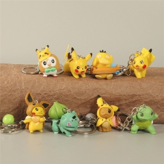 8PCS/SET Pokemon Cute Design PVC Anime Figure Keychain