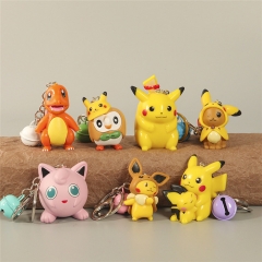 7PCS/SET Pokemon Cute Design PVC Anime Figure Keychain