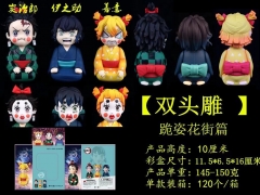 2 Styles 10cm Demon Slayer: Kimetsu no Yaiba Hashibira Inosuke Agatsuma Zenitsu Kamado Tanjirou Cartoon Toy Anime PVC Figure Can Change Head