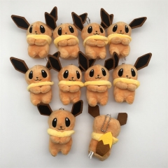 10pcs/set 12cm Pokemon Pikachu Eevee Anime Plush Toy Pendant