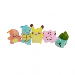 5Pcs/set 10CM Pokemon Cartoon Anime Plush Toy Pendant
