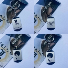 8 Styles Death Note Cartoon Anime Alloy Stainless Steel Military Necklace Keychain