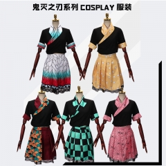 新款鬼灭之刃cos服 蝴蝶忍弥豆子我妻善逸炭治郎富冈义勇露脐装