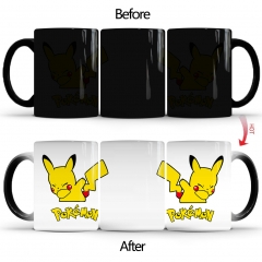 外贸新精灵宝可梦pokemon皮卡丘变色马克杯陶瓷热敏咖啡魔术杯子