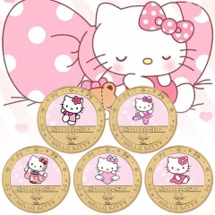 5 Styles Hello Kitty Anime Souvenir Coin Souvenir Badge Cartoon Stainless Steel Decoration Badge