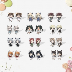 12 Styles STRIKE WITCHES Shrinky Dinks Earrings Anime Plastic Earrings