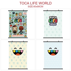 60*90CM 4 Styles TOCA LIFE WORLD Cartoon Wallscrolls Waterproof Anime Wall Scroll