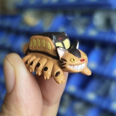 吉力猫拿叶子吉喳杰猫手办diy百搭微景观水族小清新造景公仔pvc