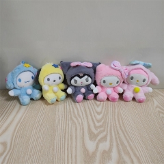 11CM 5PCS/SET Cinnamoroll Pom Hello Kitty Kuromi My Melody Cartoon Anime Plush Toy Pendant