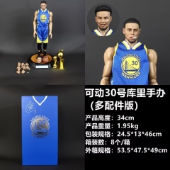 NBA篮球运动员斯蒂芬 库里1比9蓝色球衣 30号球衣可动盒装手办高34厘米重1.95kg一箱8个