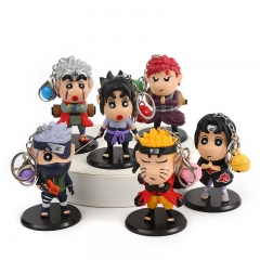 6PCS/SET 10CM Naruto Anime Action PVC Figure Keychain