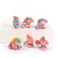 6PCS/SET 6CM My Melody Anime Action PVC Figure Keychain