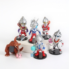 6PCS/SET 10.5CM Ultraman Anime Action PVC Figure Keychain