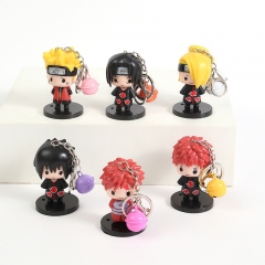 6PCS/SET 6.5CM Naruto Anime Action PVC Figure Keychain