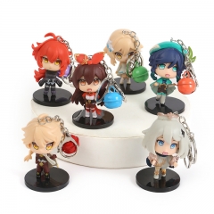 6PCS/SET 10CM Genshin Impact Anime Action PVC Figure Keychain