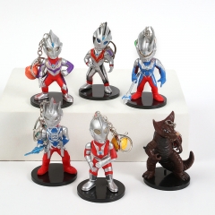 6PCS/SET 11CM Ultraman Anime Action PVC Figure Keychain