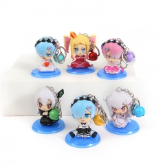 6PCS/SET 7.5CM Re: Zero/Re:Life in a Different World from Zero Anime Action PVC Figure Keychain