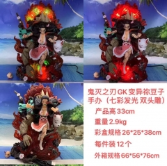 （带电）鬼灭之刃 守护GK变异灶门祢豆子 (双头雕 和七色发光) 手办 高33cm 重量2.9kg 彩盒26X25X38cm 每件装12个