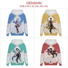 6 Styles Genshin Impact Cartoon Anime Hooded Hoodie
