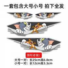 猫和老鼠汽车贴纸划痕遮挡车身贴车头前保险杠遮盖拉花改装饰搞笑创意个性