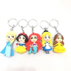 5 Styles Disney Princess Snow White Frozen Anime Keychain