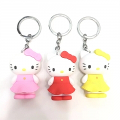 3 Styles Hello Kitty Cartoon Cute Decoration Anime PVC Figure Keychain