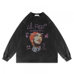欧美歌手Lilpeep洗水圆领卫衣