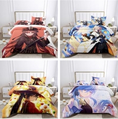 30 Styles 12 Sizes Genshin Impact Cartoon Pattern Quilt+Pillowcase (Set)