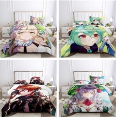 30 Styles 12 Sizes Genshin Impact Cartoon Pattern Quilt+Pillowcase (Set)