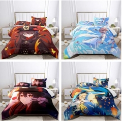 30 Styles 12 Sizes Genshin Impact Cartoon Pattern Quilt+Pillowcase (Set)