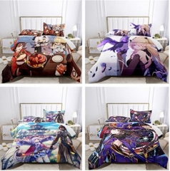 30 Styles 12 Sizes Genshin Impact Cartoon Pattern Quilt+Pillowcase (Set)
