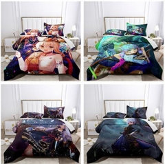 30 Styles 12 Sizes Genshin Impact Cartoon Pattern Quilt+Pillowcase (Set)