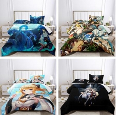 30 Styles 12 Sizes Genshin Impact Cartoon Pattern Quilt+Pillowcase (Set)