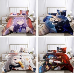 30 Styles 12 Sizes Genshin Impact Cartoon Pattern Quilt+Pillowcase (Set)