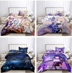 30 Styles 12 Sizes Genshin Impact Cartoon Pattern Quilt+Pillowcase (Set)