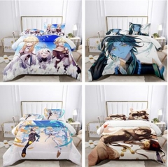 30 Styles 12 Sizes Genshin Impact Cartoon Pattern Quilt+Pillowcase (Set)