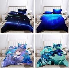 30 Styles 12 Sizes Genshin Impact Cartoon Pattern Quilt+Pillowcase (Set)