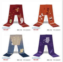6 Styles Genshin Impact Cartoon Flannelette Material Anime Scarf