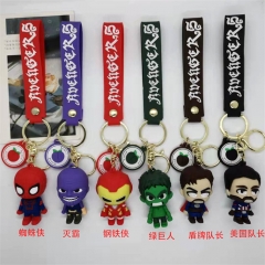 6 Styles Iron Man The Hulk Captain America Anime Figure Keychain