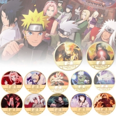 12 Styles Naruto Anime Souvenir Coin Souvenir Badge Cartoon Stainless Steel Decoration Badge