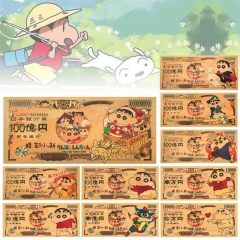 跨境日本经典漫画周边蜡笔小新纪念钞金箔币塑料币收藏币工厂批发