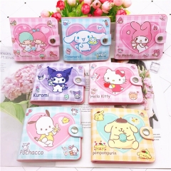 7 Styles Kawaii Sanrios Series New My Melody Cinnamoroll Kuromi Kitty Pu Casual Short Wallet Cute Anime Cartoon Button Card Holder Wallet