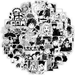 51张新款黑白动漫人物混搭涂鸦贴纸自行车电脑笔记本电动车贴纸