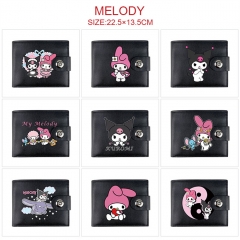 奇幻魔法melody9款 -动漫按扣黑皮卡包钱包