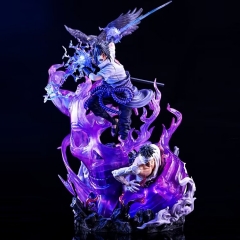 40CM Luminous GK Naruto Uchiha Sasuke 2 Heads Cartoon PVC Anime Figure Toy